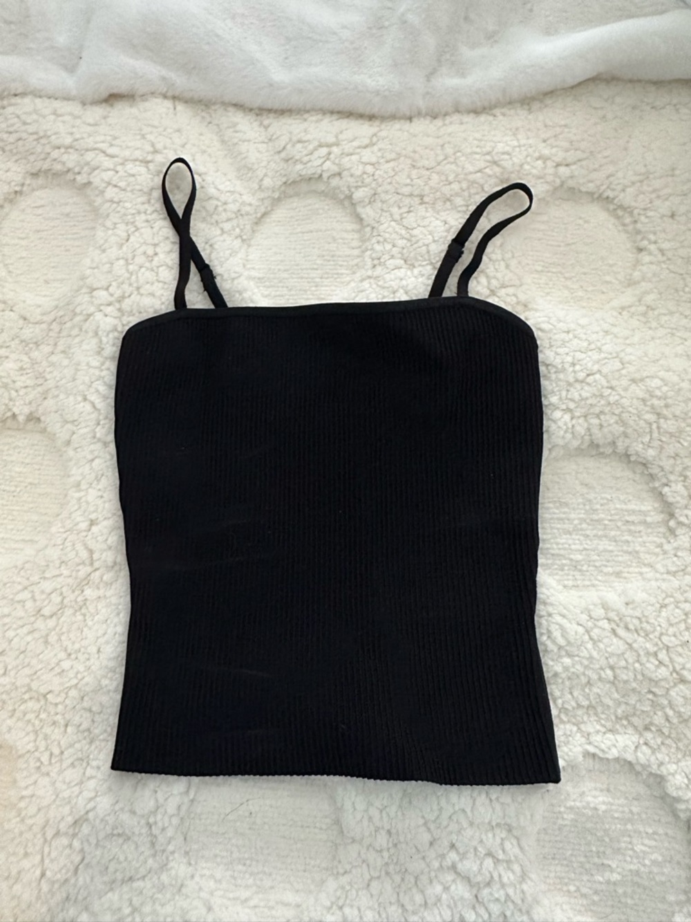 Babaton Black Ribbed Square-Neck Cami
